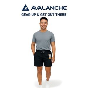 Avalanche Men's XL Hiking Shorts Black Ripstop 4-Way Stretch, UPF 30+, Reflectiv